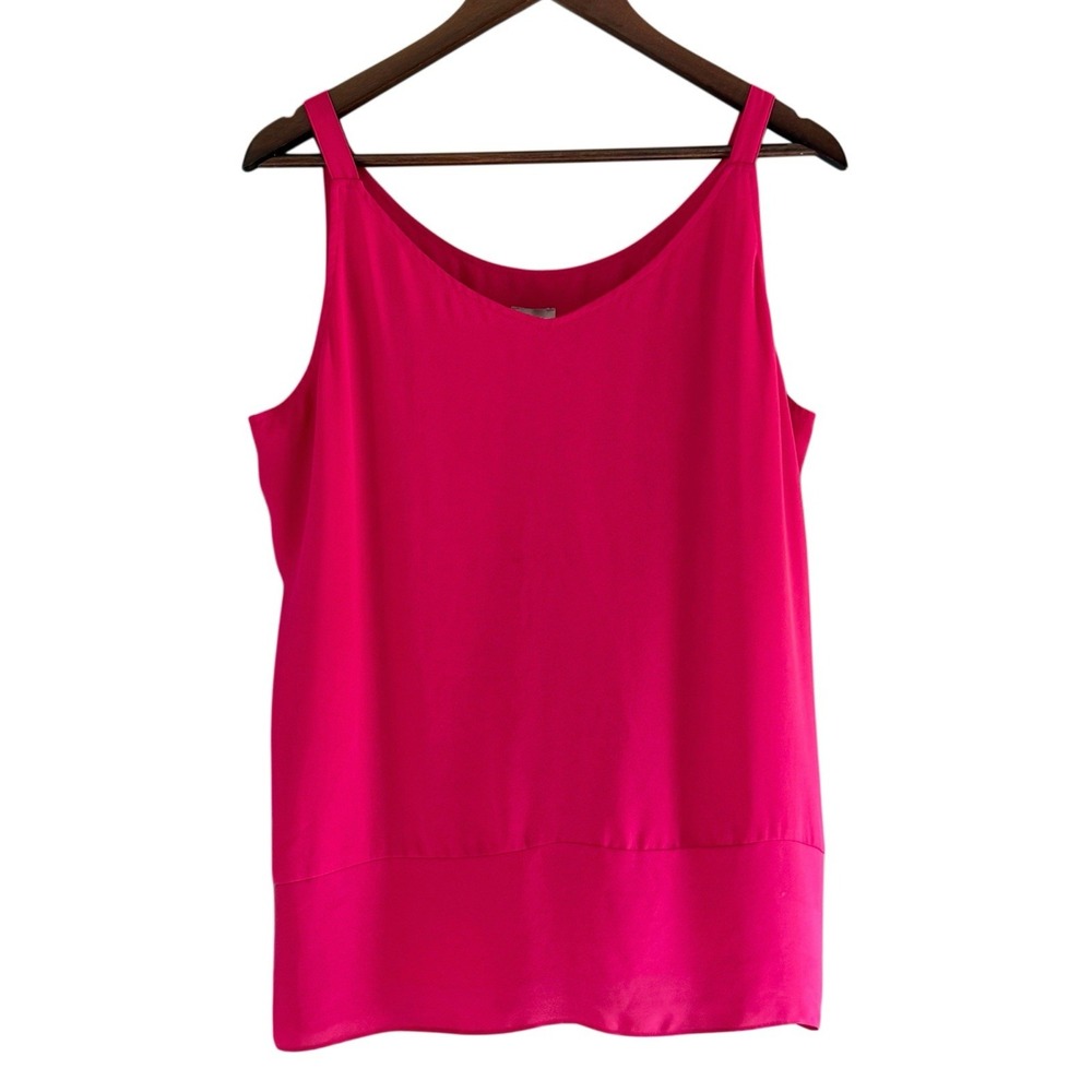 Chicos 2 Dressy Flowy Tank Top Blouse V Neck Pink Layering Chiffon Large 12-14